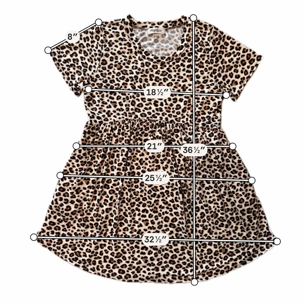 Leopard Print Short Sleeve Midi Dress - Beige/Black - Picture 9 of 11